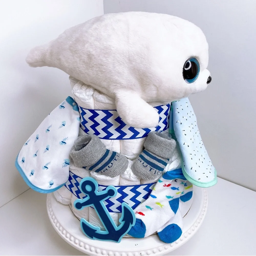Seal Diaper Cake, Nautical Diaper Cake
